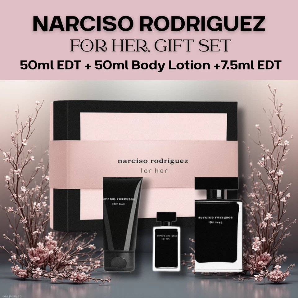 Narciso Rodriguez for Her Gift Set 50ml EDT + 50ml Body Lotion +7.5ml EDT
