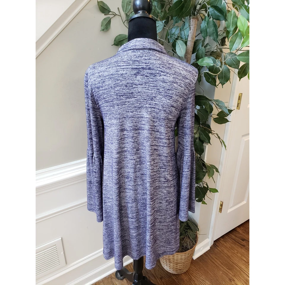 Kensie Mini Dress Women's Small Heather Purple Bell Sleeve Choker Neck Pullover - Image 4 of 4