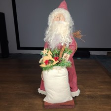 VTG 90s Primitive Folk Art Santa Claus Figure - 18.5" Rustic Americana