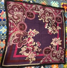 Vtg Scarf Purple Floral 28" x 28"