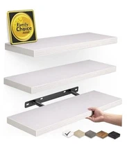  Floating Shelves for Wall – Rustic Wood Wall Shelves with 15.7inches White