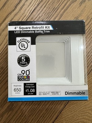 LOT of 18 Square 4 inch Recessed Light Dimmable 5K Daylight LED Downlight