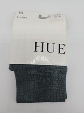 HUE Women's Espresso Crocodile Luster Tights w/Control Top - One Pair Size S/M