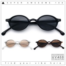 Hipster Snug Oval Round Thin Plastic Horn Rim Hustler Sunglasses