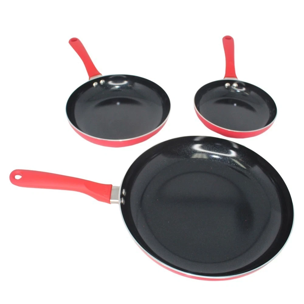 Nonstick Ceramic Cookware Set 3-Piece 7in 9in 11in with Stay-Cool Handles