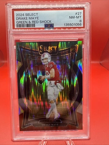 2024 Selcect Drake Maye #27 Concourse Red and Green Prism Shock RC PSA 8