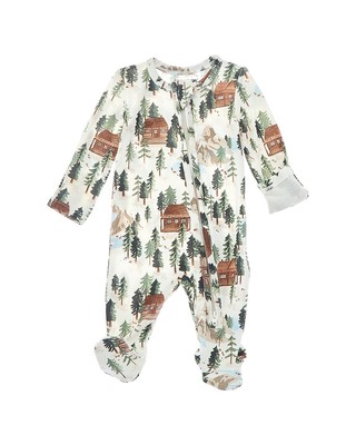 NWT Angel Dear  Vintage Cabin 2 way zipper footie, Newborn