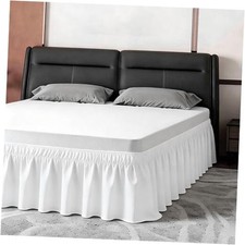Queen Bed Skirt, Elastic Wrap Around Bed Skirt Queen 14" Drop Solid White