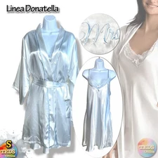 NWT Linea Donatella S 'Mrs' Satin Wrap Bridal Robe Chemise Nightgown Set BDS090