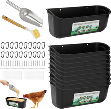 10 Pack Fence Feed Feeder 4.5 Quart Hanging Chicken Feeder Trough with Brush  S