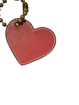Coach vintage pink/red leather heart bag charm And Gold Hangtag | eBay