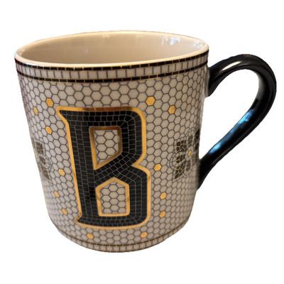 Anthropologie Mosaic Tiled Monogram Letter B Mug Gold Black