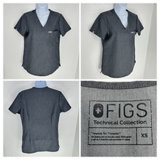 Figs Catarina Scrub Top Size XS One Pocket Short Sleeve Stretch Gray Uniform