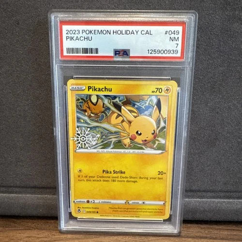 Mint Pikachu 2023 Pokemon 049/195 Snowflake Stamped Holiday Calendar PSA 7