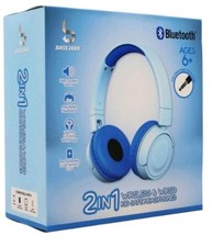 Wireless and Wired Kid Safe Bluetooth Headphones 2in1 Blue