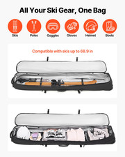 Ski Roller Bag Padded Snowboard Travel Bag w/ Wheels Waterproof Fits 68.9 in