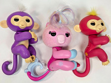 Lot of 3 WowWee Fingerlings Interactive Pets - 2 Monkeys 1 Pink Unicorn Tested