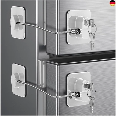 WILNIRY 2 Stück Kühlschrank Schloss mit Klebstoff, Kein Werkzeug Erforderlich, K