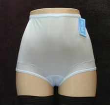 DIXIE BELLE 100 Nylon Scalloped Trim Full-Cut Pastel Blue Brief Size 9/2XL