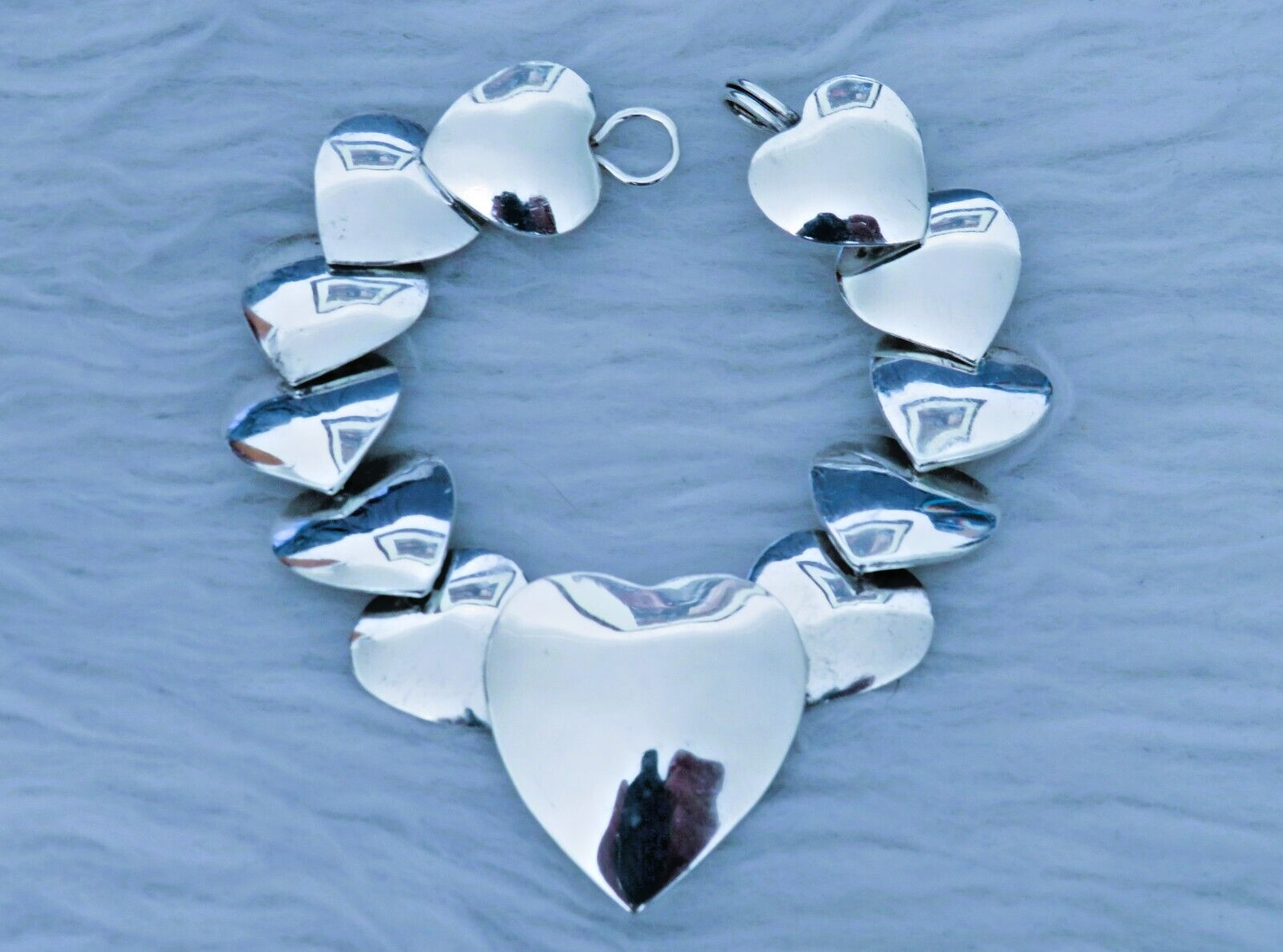 thick, solid, sterling silver HEART LINKS bracelet - image 1