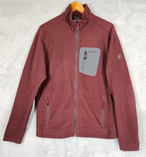 Eddie Bauer First Ascent Large Full Zip Fleece Jacket Brown Polartec Outdoor