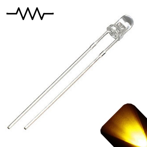 20 x 12v 3mm LED Light Yellow Gold Ultra Bright Internal Resistor 5v-15v 9v no - Afbeelding 1 van 2