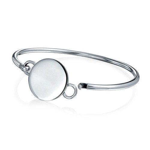 Sterling Silver ID Bracelet with Round Monogram - Polished & Durable Design - 第 2/5 張圖片
