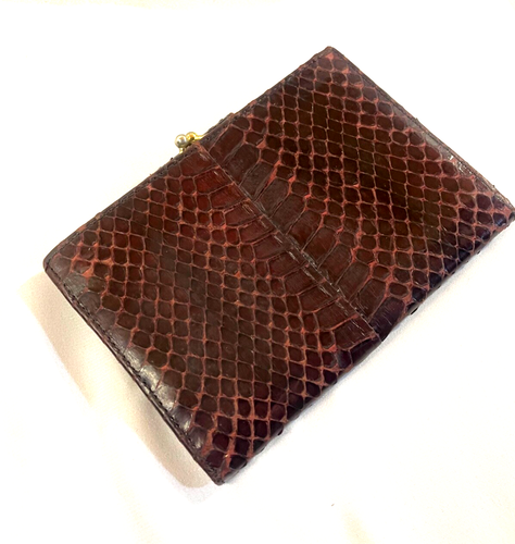 VINTAGE SNAKE SKIN LEATHER HANDBAG WITH SNAKE SKIN LEATHER WALLET - Picture 9 of 14