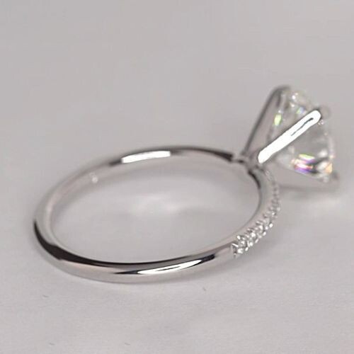 2.15 Carat Oval Cut Lab Created Diamond Engagement Ring 14K Solid White Gold 6 - Picture 6 of 7