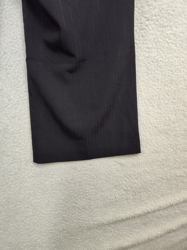 Avenue Women Pants 20 Black Striped Poly Blend Stretch Flat Front Regular Fit - Picture 16 of 20