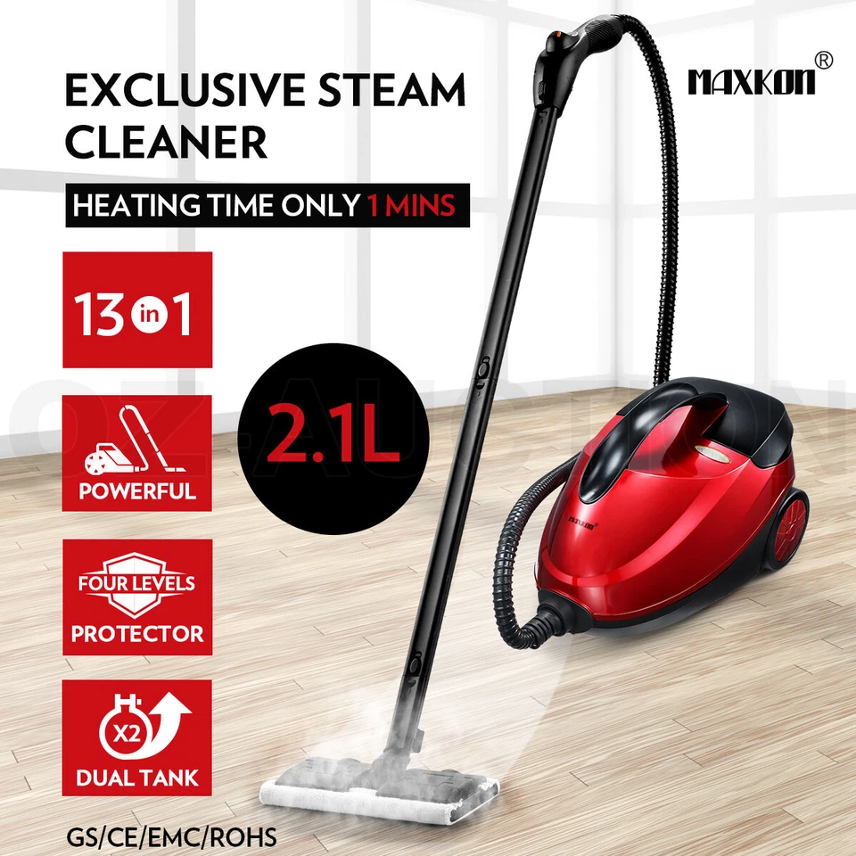 2.1L Maxkon 13in1 Steam Cleaner Mop High Pressure Floor Window Carpet Cleaning