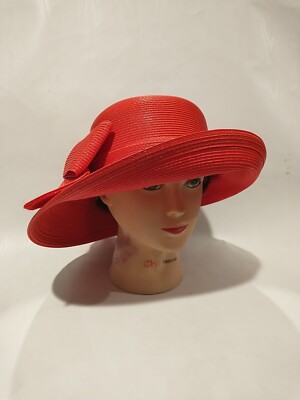 Beautiful Red Church Dress Hat by August Ruby Red Summer Hat, Red Church Hat, Red Bridal Hat , Tea  main image 3
