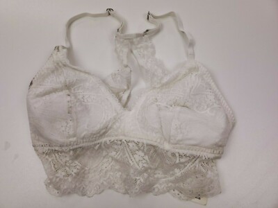 Gilly Hicks Hollister White Crochet Lace Cap-Sleeve Bralette Size M 