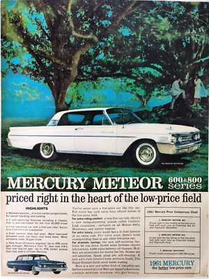 Mercury Meteor 800 Car Vintage 1961 Ad Magazine Print Ford