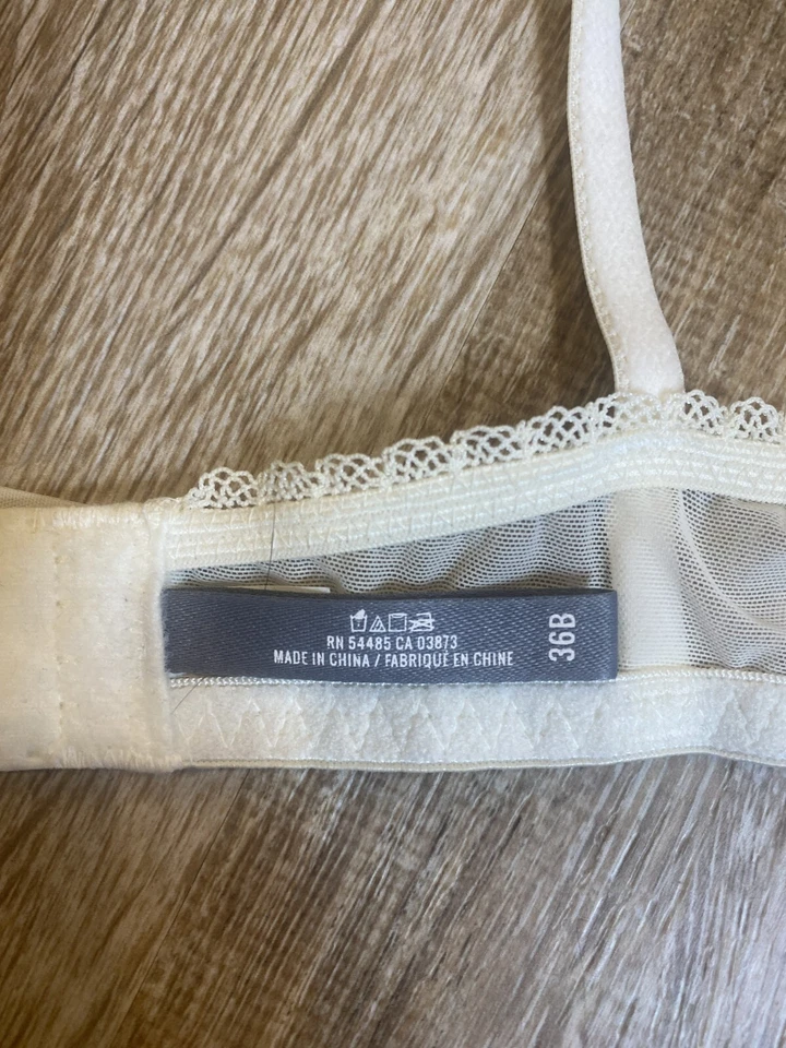 Sujetador Aerie Pretty Luxuries Blanco Sujetador con Aros Satén Corbata Flores Perla Novia 36B Foto 3 de 4