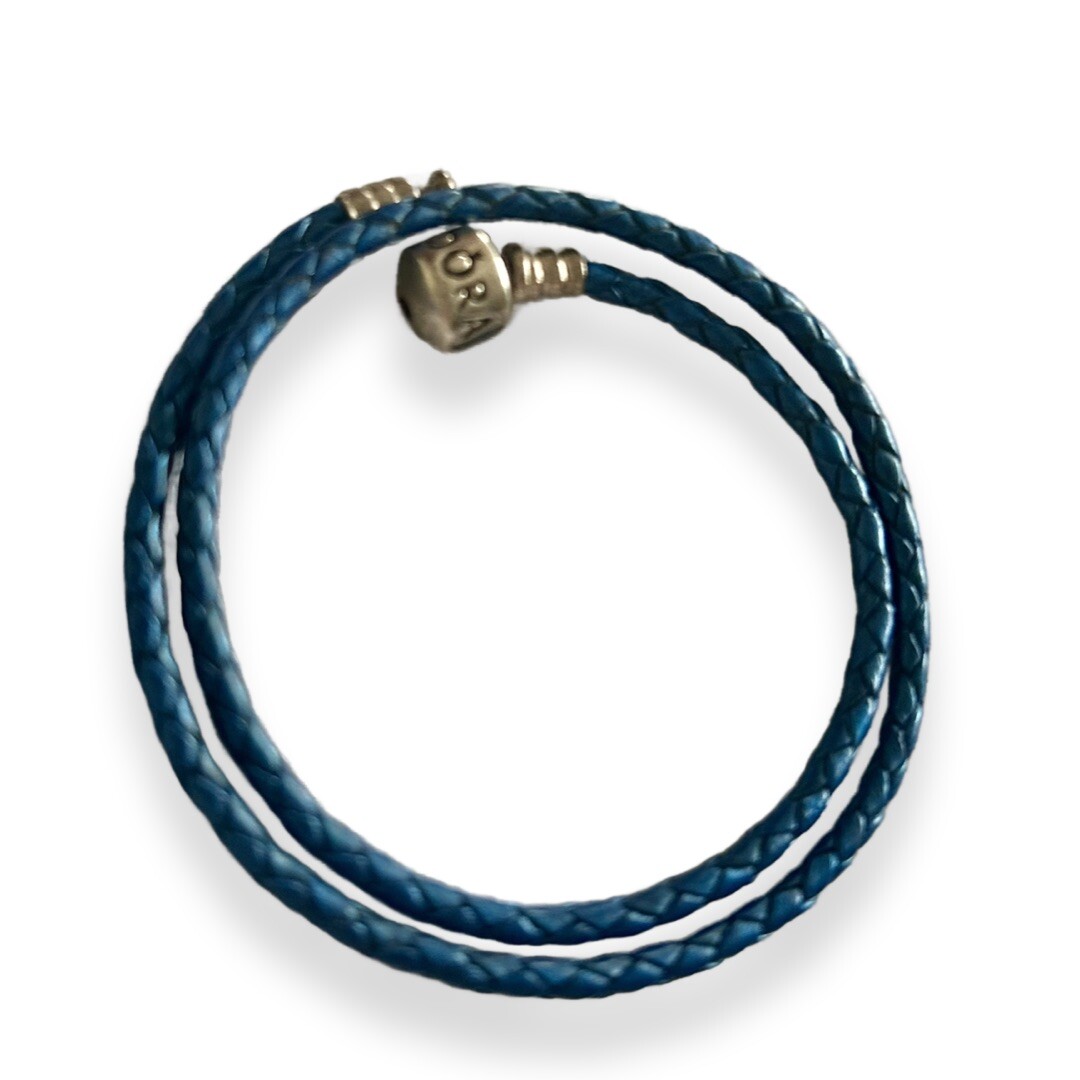 Braided Bracelet Pandora Light Blue Leather Bracelet 925 Sterling
