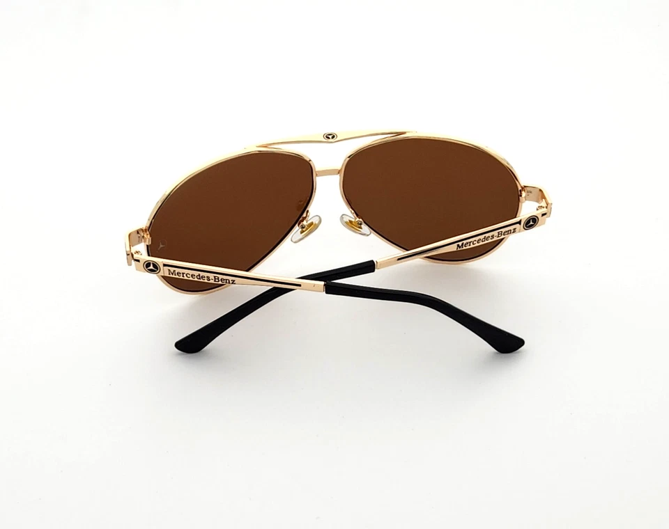 Gafas de sol polarizadas Mercedes Benz metal aviador marco dorado lentes marrones MB15 Foto 4 de 4