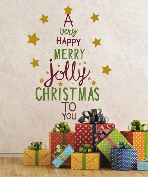 Wandsticker Fenstersticker Aufkleber Weihnachtsbaum Xmas Tree Happy Christmas-image