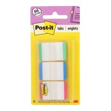 Post-it Durable Tabs 686L-GBR, 1 in. x 1.5 in. Green, Blue, Red 22 TabsPad