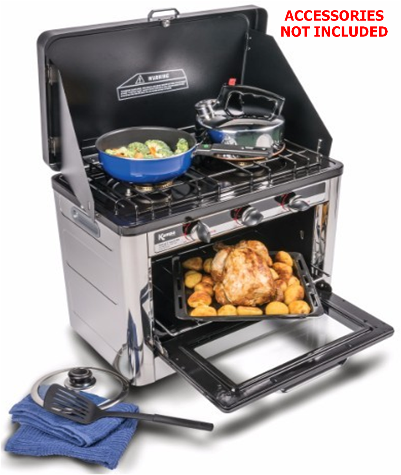 Kampa roastmaster portable camping gas two burner hob & oven kitchen