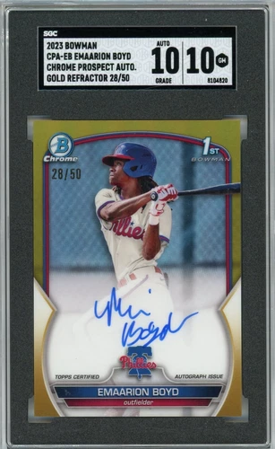 2023 Bowman Chrome Emaarion Boyd Gold Refractor Auto /50 - SGC 10 w/10 Auto
