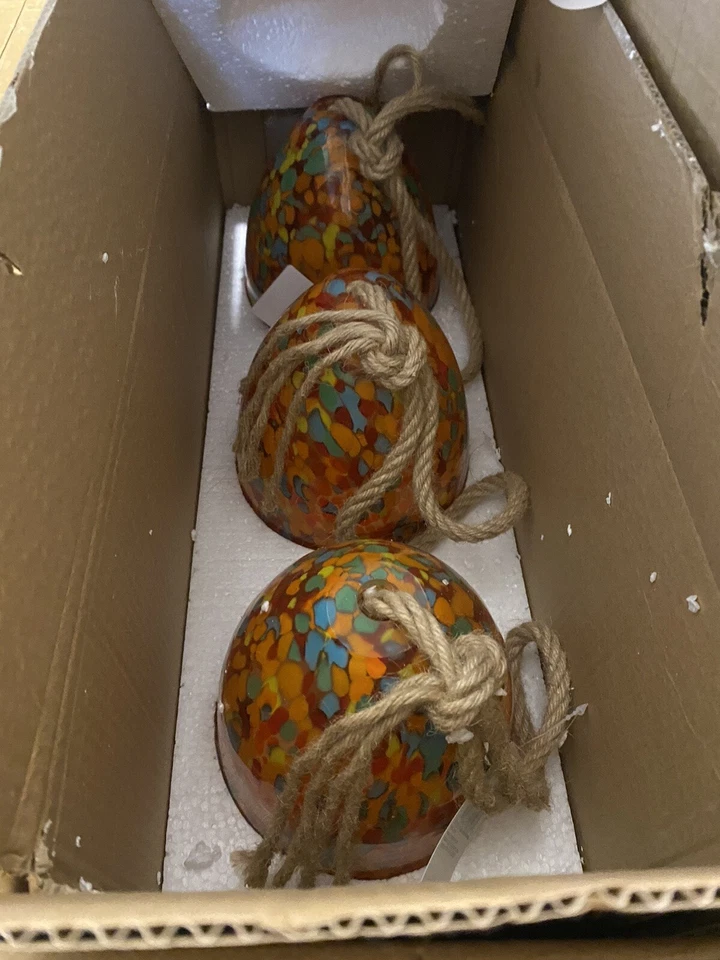 "Campana de viento de vidrio artístico colorido ámbar naranja de 8"" Evergreen (juego de 6)" Foto 4 de 4