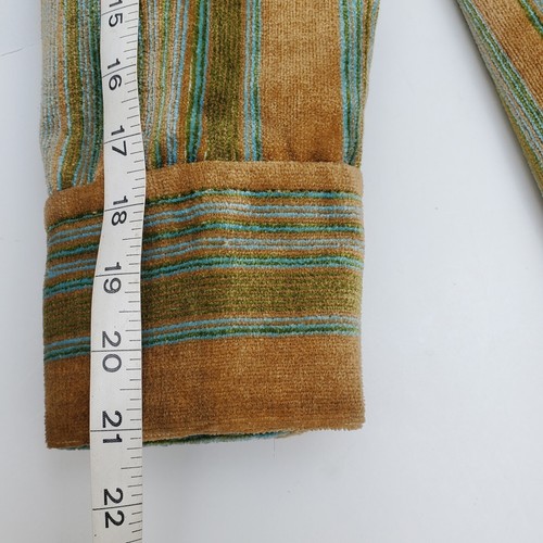Vtg 60 Tapestry Coat Custom Made Striped Velvet Upholstery Gold Buttons - Picture 14 of 21