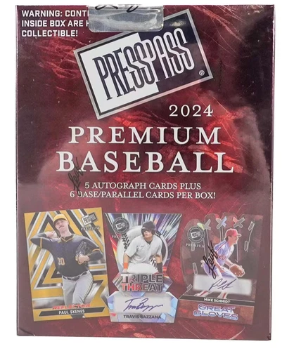 2024 Leaf Press Pass Premium Baseball Hobby Box 11 Cards Per Box - Factory Seal