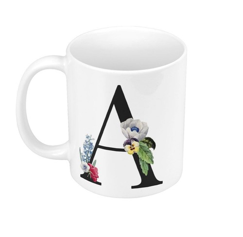 Mug noir Asma Lettre Fleur main image 0