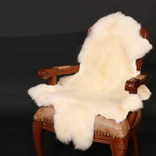 Natural Ivory Real Sheepskin Rugs Fluffy Fur Sofa Chair Mats Soft Car Seat Cover