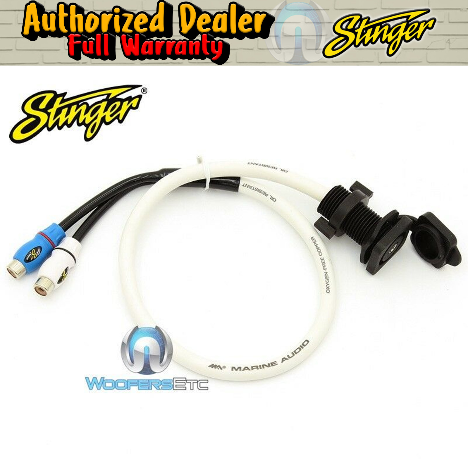 STINGER SMRAUX 3.5MM AUX MARINE BOAT AUDIO INPUT TO STEREO OFC COPPER RCA CABLE