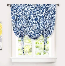 Julia Watercolor Blooming Flower Blackout Tie up Curtain Adjustable Shade Drapes