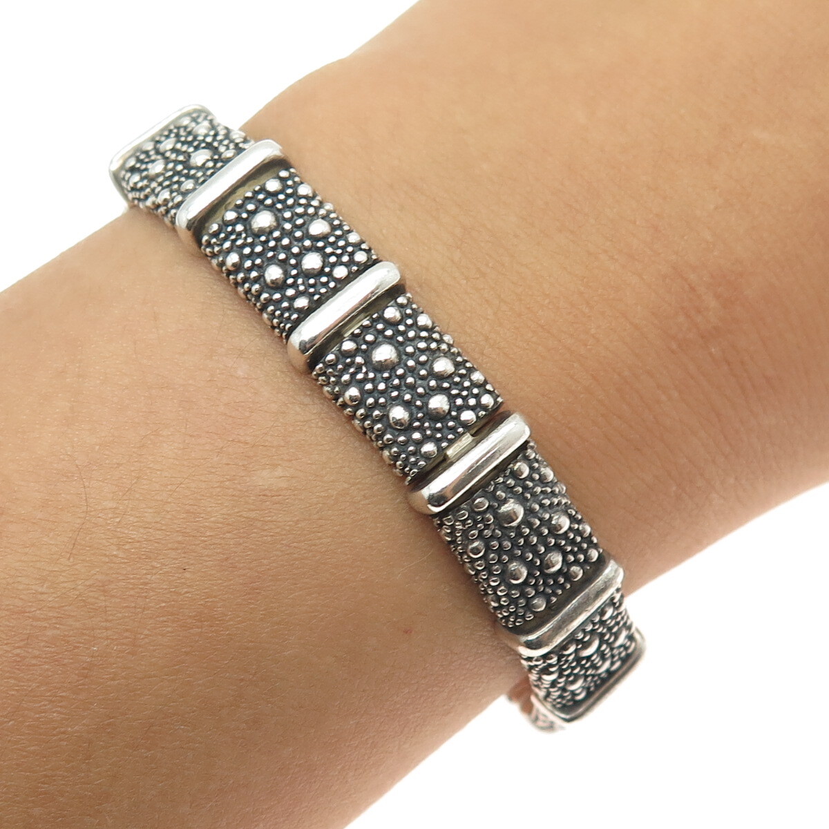 MICHAEL DAWKINS STERLING SILVER 925 4 STRAND CHAIN GRAY  Michael Dawkins Silver Link Bracelet 7 1/4” main image 1
