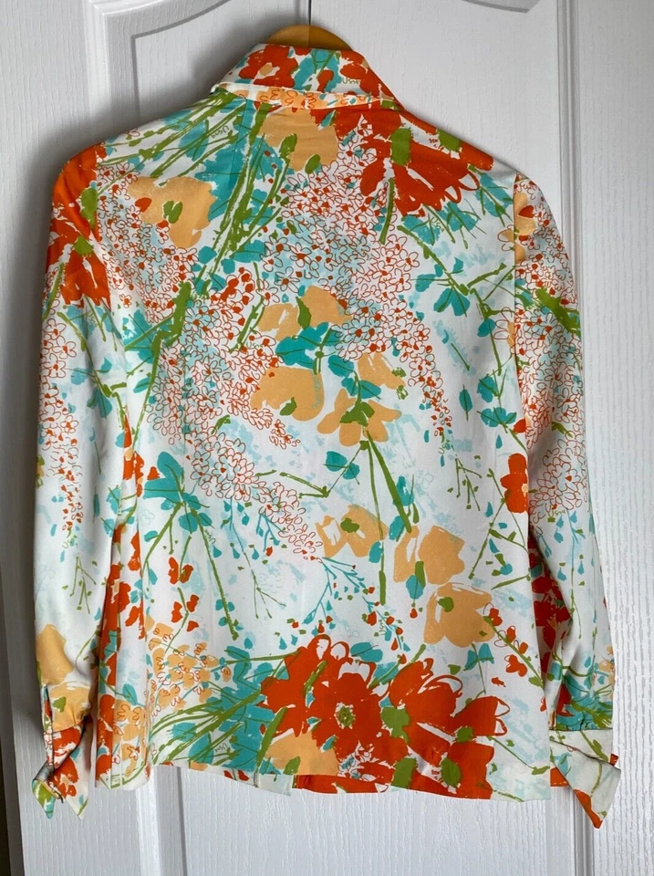 1970's Vera Neumann Floral Print Long Sleeve Button Down Blouse - Medium - Image 2 of 4
